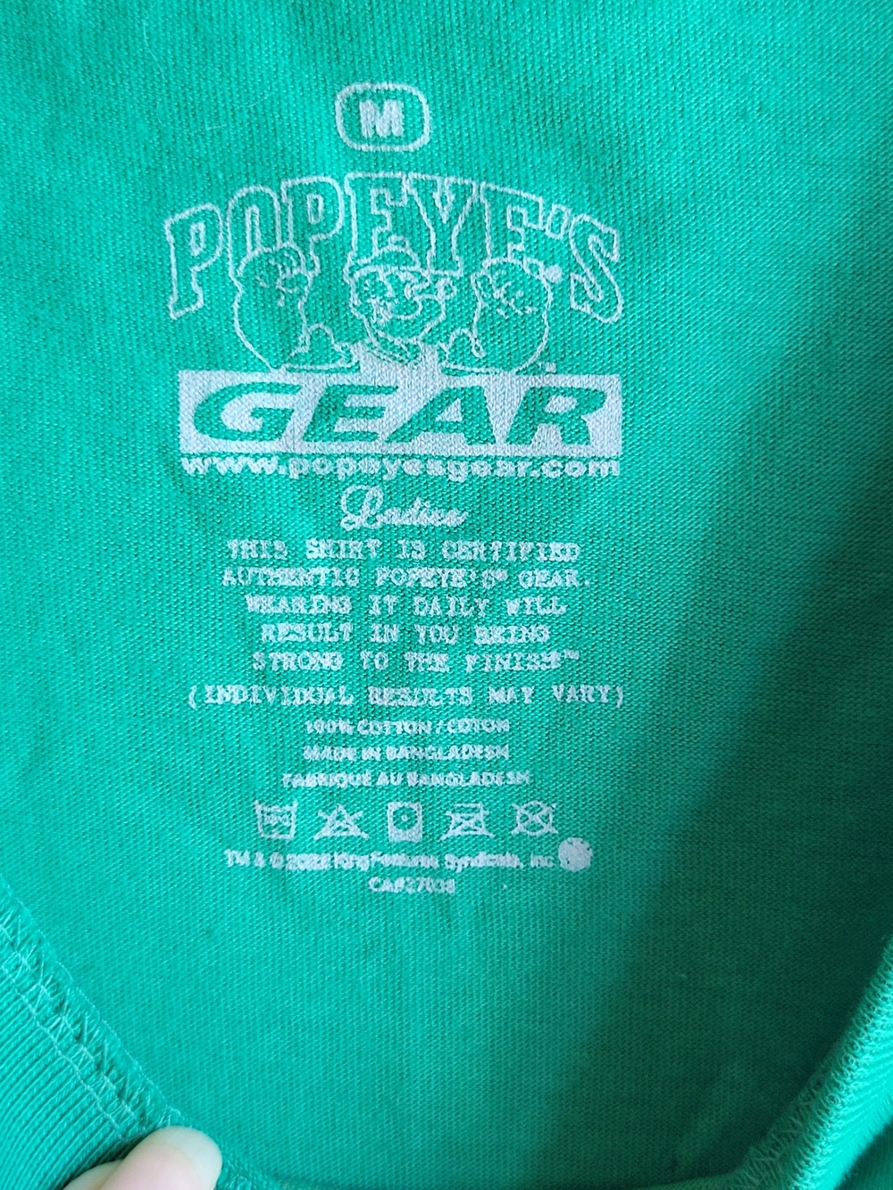 Popeye's Supplements Graphic Tee Women's L Green Logo Cartoon Cotton T-Shirt - Picture 6 of 6